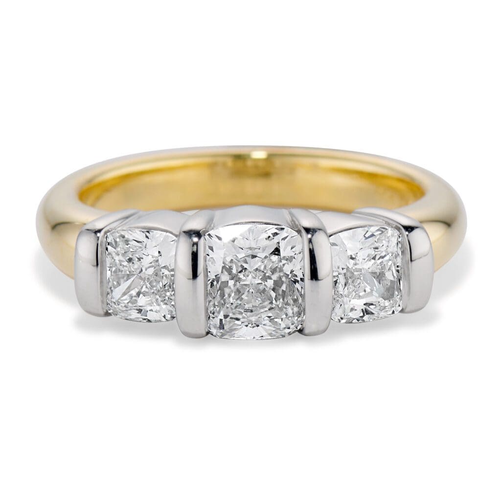 030616Two Tone Cushion Ridge Ring 030616 Two Tone Cushion Ridge Ring